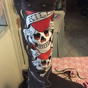 NEW Ed Hardy brown knee high boots
